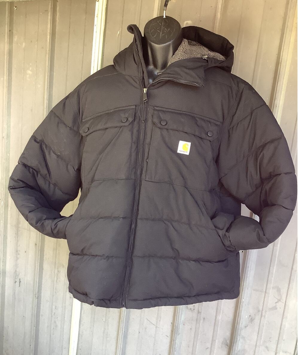 Carhartt Jacket Mens XL Black Rain Defender Loose Fit Sherpa Lined Puffer OJ5474
